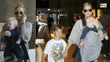 Kate Hudson desembarca com os simpáticos herdeiros, Bingham e Ryder, em Paris, na França - The Grosby Group