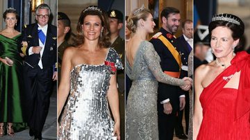 Príncipe da Belgica Laurent e a princesa Claire, princesa da Noruega Martha Louise, William e Stéphanie e a condessa Diane de Nassau - Getty Images