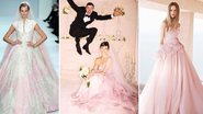 Vestido de noiva rosa é sinônimo de atitude, estilo e romantismo - Foto-montagem