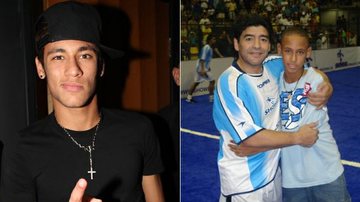 Neymar mostra foto ao lado de Maradona - Thiago Duran / AgNews; Reprodução / Twitter