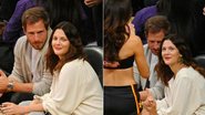 Drew Barrymore e o marido na torcida em jogo de basquete - Getty Images