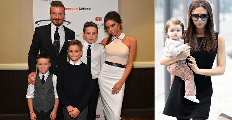 David e Victoria Beckham com os filhos Brooklyn, Romeo, Cruz e Harper - Getty Images; Splash News