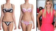 A blogueira Lala Rudge e duas criações de sua recém-lançada linha de lingeries - Foto-Montagem/Divulgação