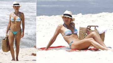 Em excelente forma, 53kg em 1,68m, a atriz relaxa na praia do Recreio após gravar
cenas da tenente Érica, seu personagem em Salve Jorge. - Dilson Silva