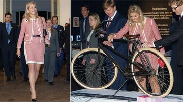 Máxima confere mostra de design.A nobre e seu Willem-Alexander, herdeiro do trono holandês, admiram a peça A Bicicleta de Corda com o secretário de Estado Sender Dekker. - Samuel Chaves