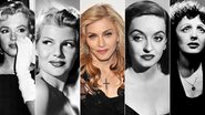 Madonna entre Marilyn Monroe, Rita Hayworth, Bete Davis e Edith Piaf - Splash News, Getty Images e Reprodução