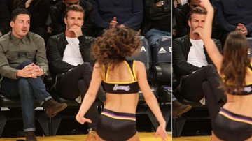 Em jogo do Los Angeles Lakers, David Beckham aprecia dançarinas - Splash News splashnews.com