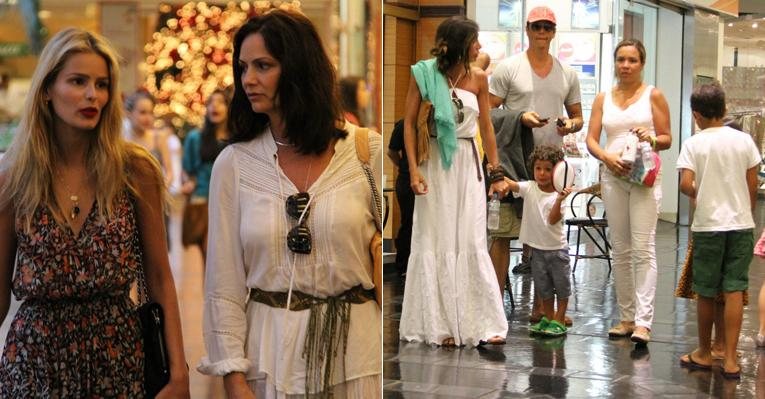 Luiza Brunte e Márci Garcia curtem o sábado com a família no shopping - Daniel Delmiro / AgNews
