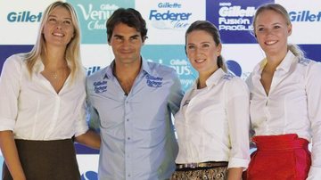 Maria Sharapova, Roger Federer, Victoria Azarenka e Caroline Wozniacki, em SP. - Getty Images
