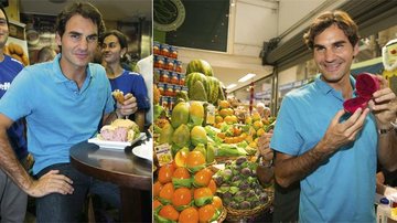 Federer se encanta com a variedade de frutas de uma das bancas. Ele também saboreia um
sanduíche de mortadela e bolinho de bacalhau. - Caio Guimarães