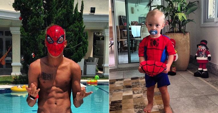 Neymar e o filho Davi Lucca se fantasiam de Homem-Aranha no dia de Natal - Reprodução/Instagram