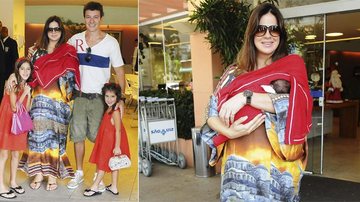 Em SP, Rodrigo e Vera deixam a maternidade com Helena e as filhas Clara e Maria. A mamãe com a pequena em seus braços. - Francisco Cepeda