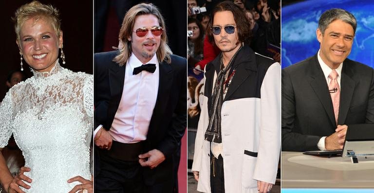 Xuxa, Brad Pitt, Johnny Depp e William Bonner - Arquivo CARAS