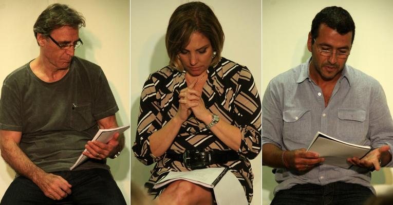 Herson Capri, Heloísa Périssé e Marcos Palmeira durante leitura da peça 'Aquário' - Graça Paes/Foto Rio News