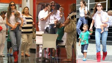 Lavínia Vlasak paparica os filhos em passeio por shopping carioca - Daniel Delmiro / AgNews