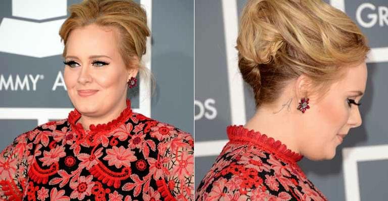 Adele e sua tatuagem, que seria uma homenagem ao filho, Angelo - Getty Images