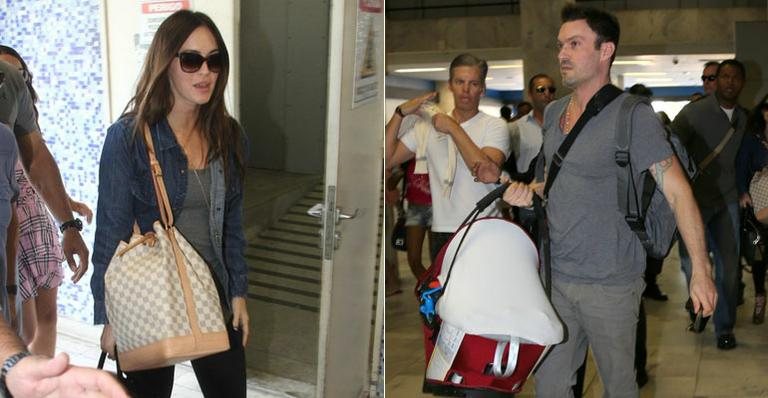 Megan Fox embarca no Rio com Brian Austin Green e o filho, Noah - Delson Silva/ AgNews