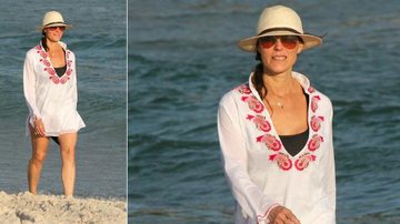 Christiane Torloni caminha na praia da Barra da Tijuca no dia de seu aniversário - Delson Silva / AgNews