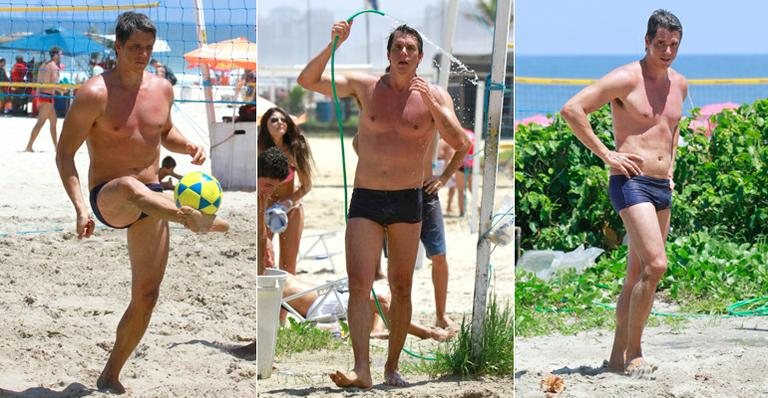 Márcio Garcia joga futevôlei e se refresca na praia - Dilson Silva / AgNews
