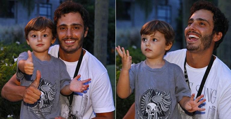 Thiago Rodrigues com o filho, Gabriel - Reprodução / TV Globo