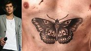 Harry Styles tatua borboleta abaixo do peito - Foto-montagem