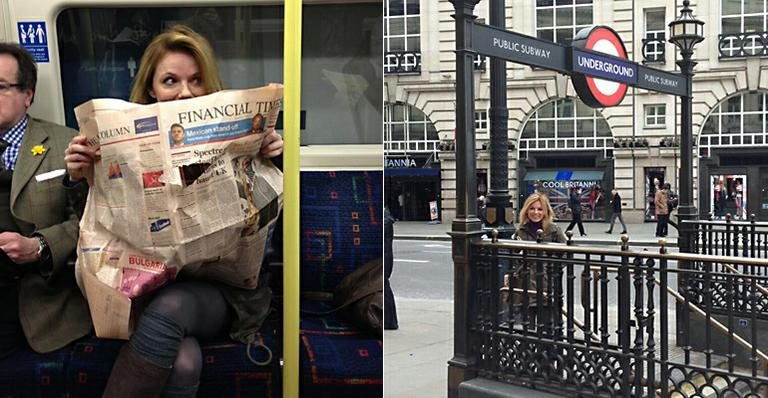 Ex-Spice Girl Geri Haliwell no metrô de Londres - Reprodução / Twitter