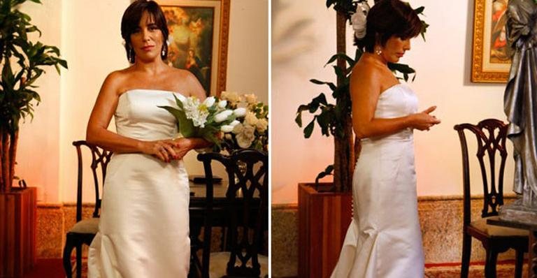 Gloria Pires vestida de noiva na pele de Roberta em 'Guerra dos Sexos' - Reprodução/ Guerra dos Sexos