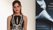 Emma Watson debocha do romance picante '50 Tons de Cinza' em seu Twitter; a atriz estava cotada para protagonizar uma adaptação do livro nos cinemas - Fotomontagem
