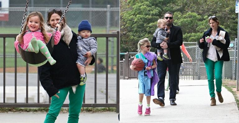 Jennifer Garner e Ben Affleck com os três filhos, Seraphina, Samuel e Violet - Grosby Group
