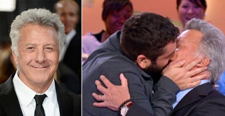 Dustin Hoffman atacou de novo: beijou apresentador francês na boca - Getty Images e Reprodução/TV