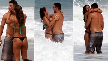 Ronaldo e a namorada, Paula Morais, na praia do Leblon - Wallace Barbosa/ AgNews