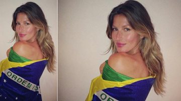 Gisele Bündchen posa enrolada na bandeira brasileira - Instagram/Reprodução