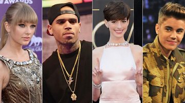 Taylor Swift, Chris Brown, Anne Hathaway e Justin Bieber - Getty Images