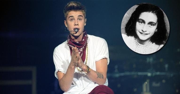 Justin Bieber diz que gostaria de ter tido Anne Frank, a judia morta no Holocausto em 1945, como sua fã - Fotomontagem