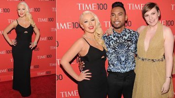 Christina Aguilera posa com Miguel e Lena Dunham na festa da 'Time' - Getty Images