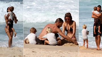 Fernanda Lima e Rodrigo Hilbert brincam com os gêmeos na praia - Wallace Barbosa/ AgNews