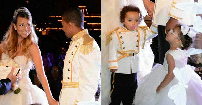 Vestidos de Cinderela e príncipe encantando, Mariah Carey e Nick Cannon renovam os votos de casamento e celebram os dois anos dos gêmeros Monroe e Moroccan na Disney - Reprodução/Twitter