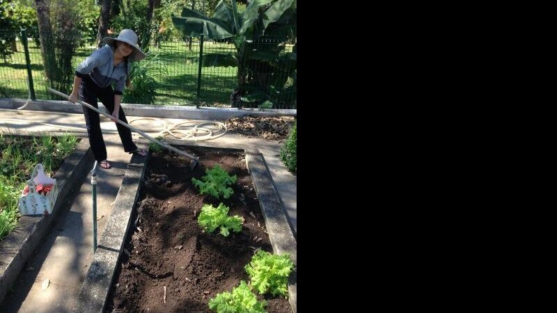 A cantora Paula Fernandes pega na enxada para cuidar da horta - Reprodução/Twitter