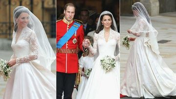 O vestido da cerimônia usado por Kate Middleton tem elementos que valorizam o corpo dando a ele um volume proporcional - Getty Images