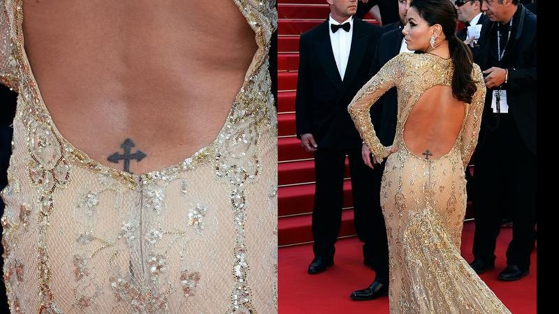 Decote deixa à mostra crucifixo tatuado no cóccix da atriz Eva Longoria - Gareth Cattermole/GettyImages