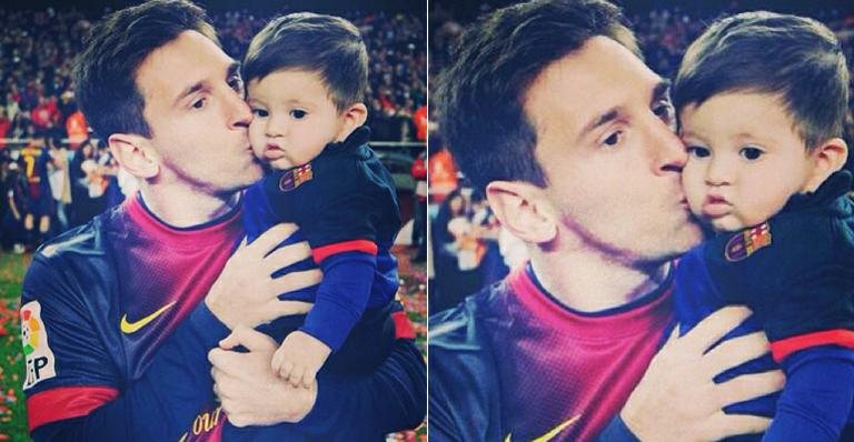 Messi não desgruda de seu pequeno Thiago, mesmo ao comemorar título do Campeonato Espanhol - Reprodução/Instagram
