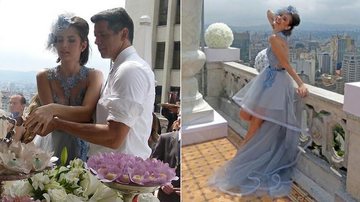 Vestido de noiva azul na novela 'Amor à Vida' - Reprodução / TV Globo