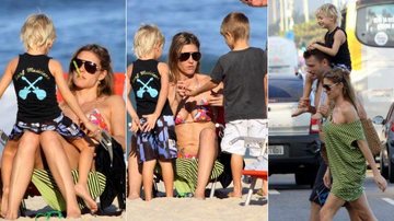 Fernanda Lima e Rodrigo Hilbert com os filhos na praia - J. Humberto / AgNews