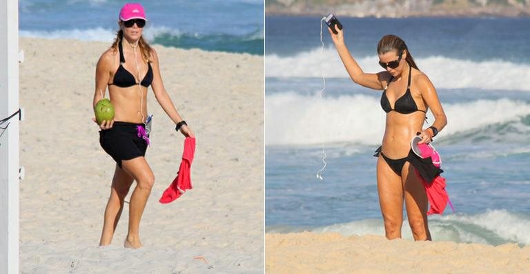 Christine Fernandes exibe boa forma na praia - Gabriel Rangel / AgNews