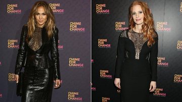 Jennifer Lopez e Jessica Chastain usam vestidos parecidos da grife Gucci - Getty Images
