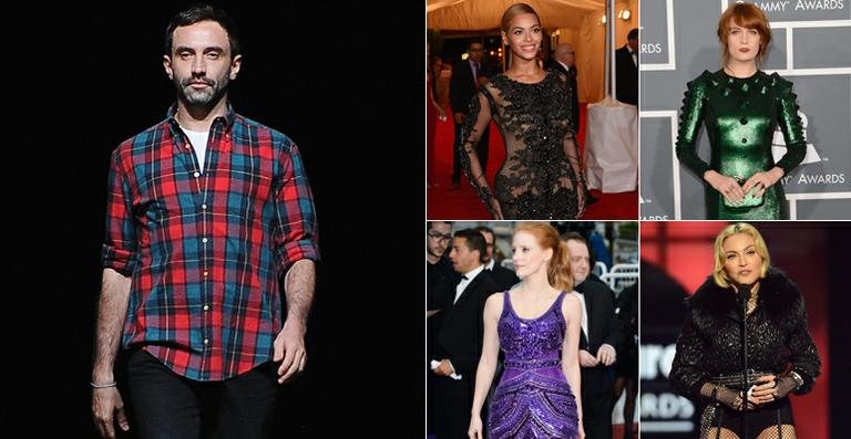Ricardo Tisci, estilista da Givenchy, com algumas das celebridades que usam suas criações - Getty Images