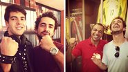 O jornalista Felipe Andreoli com os jogadores Kaká e Denílson - Reprodução/Instagram