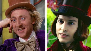 Gene Wilder e Johnny Depp como Willy Wonka no filme A Fantástica Fábrica de Chocolate - Divulgação