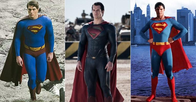 Henry Cavill é o primeiro super-homem a usar o uniforme de Clark Kent sem a tradicional cueca vermelha sobre a calça - Fotomontagem