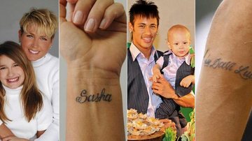 Xuxa e Neymar são alguns dos famosos que já homenagearam os filhos com tatuagens - Fotomontagem